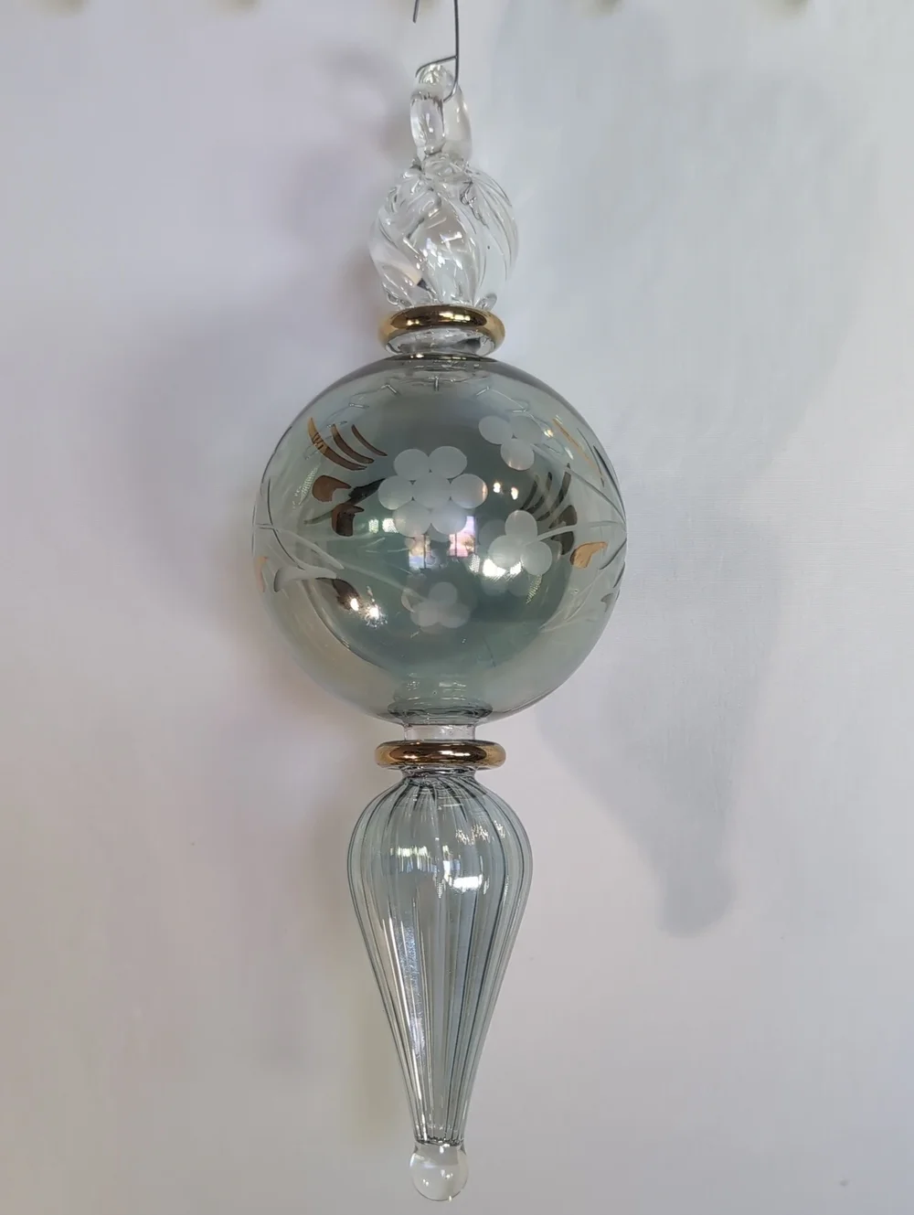 Christmas Ornament - Egyptian Museum Blue Mouth Blown Glass 24 Karat Gold Trim